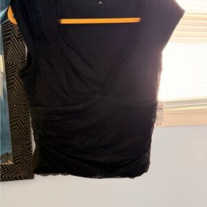 Abercrombie & Fitch Black Lace V-Neck Shell